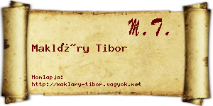 Makláry Tibor névjegykártya